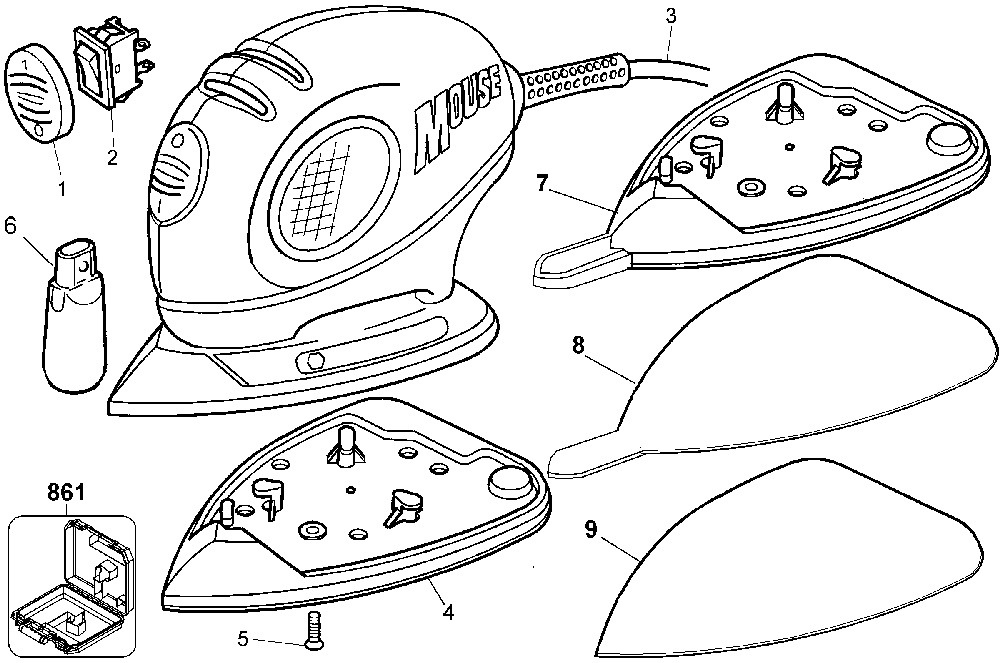 Exploded Diagram A Diagram and Parts List for 25602 Type 1 Black and Decker Sander Polisher